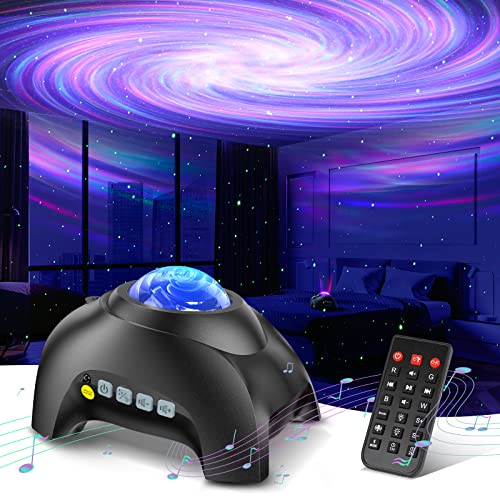 Northern Galaxy Light Aurora Projector with 33 Light Effects, Night Lights LED Star Projector for Bedroom Nebula Lamp, Remote Control, White Noises, Bluetooth Speaker for Parties (Jet Black)