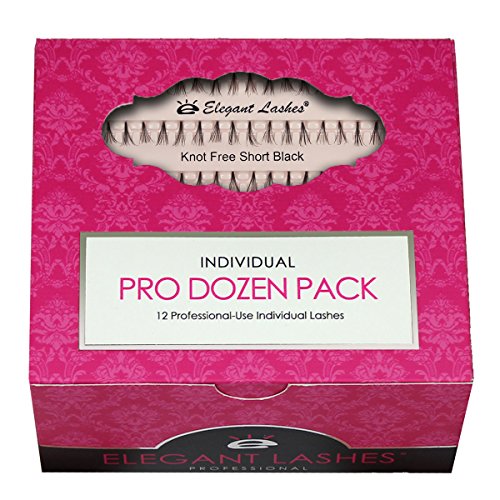 Elegant Lashes Knot-Free Flare Short Black Individual Eyelashes (Pro Dozen Pack - 12 Trays)