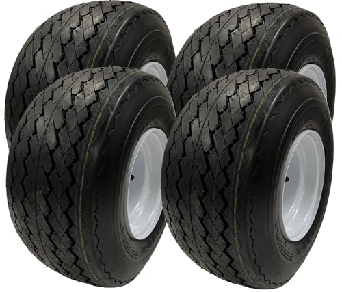 4-Pack 8" 18X8.50-8 18/8.5-8 White Golf Cart Wheels Tires Fit Club Car, Cushman, EZ-GO, Yamaha - 2 YEAR WARRANTY