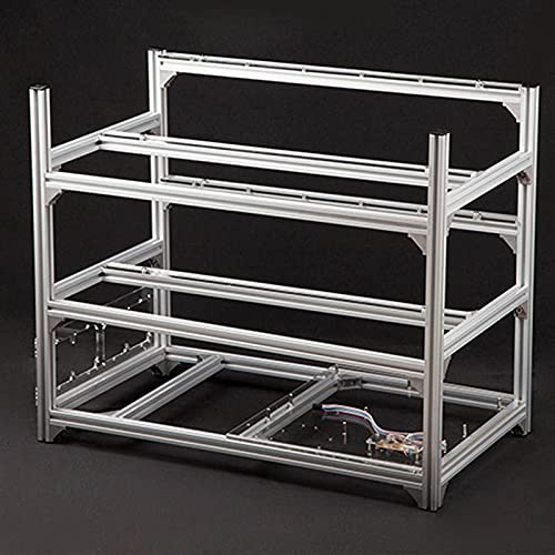 YJYGR 12 GPU Open Air Frame Mining Rig Aluminum Case, Open Air Case Stackable for Ethereum, Mining Rig Chassis Server Rack for ETH ZEC/Bitcoin 25 14 22in