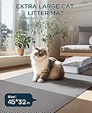 BurgeonNest 45"x32" Extra Large Cat Litter Mat, Honeycomb Double Layer Kitty Litter Trapping Mat, Urine Proof & Waterproof, Easy Clean, Machine Washable, Non-Slip, Scatter Control