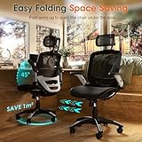 GABRYLLY Ergonomic Office Chair, High Back Home Desk Chair with Headrest, Flip-Up Arms, 90-120° Tilt Lock and Wide Cushion, Big and Tall Mesh Chairs for Man Woman, Black Task Chair