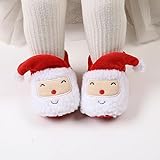 Ohwawadi Baby Christmas Booties Slippers Infant Boys Girls Cartoon Warm Shoes Soft Newborn Crib Footwear Sock Shoes First Walkers Red 0-6 Months