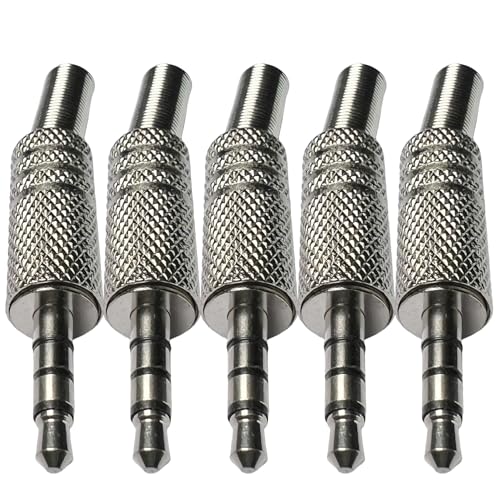 CESS 3.5mm 4-Pole TRRS Male Construction Plug Repair Headphone Jack Audio Soldering (5 Pack)