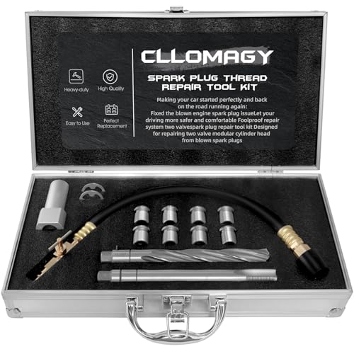 CLLOMAGY 38900 Two Valve Tool Kit for Ford Triton,Spark Plug Thread Repair Kit,Foolproof Spark Plug Repair System Compatible with Ford F150/250/350 E150/250/350 4.6L,5.4L,6.8L Two Valve Engine