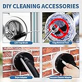 Bluesea 7 Pieces 16 Feet Dryer Vent Cleaner Kit, Reinforced Nylon Dryer Vent Cleaning Kit, Durable Dryer Vent Brush Vacuum Attachment with Flexible Lint Trap Brush, Vacuum & Dryer Adapters Upgrade