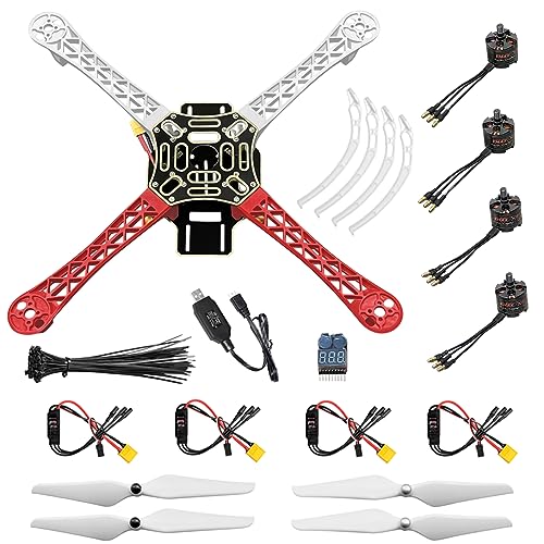 HAWK'S WORK F450 Drone Kit to build, DIY Quadcopter Set, Frame + Brushless + Motor ESC + Prop + Accessory + Guild Book & Video (Set D) (Standard)