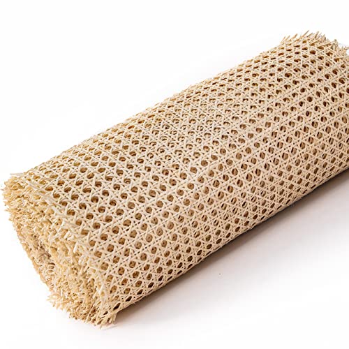 24" Width Rattan Cane Webbing Rattan Cane Webbing Roll 15 Feet Hexagon Weave Mesh 1/2 Inch Pre-Woven Cane Net Open Weave Wicker Cane Webbing Rattan Sheets Natural Material for Cabinet Chair (15 Feet)