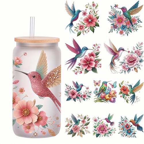 5pcs Bird Flower Leaf Hummingbird Iron On Transfers for T-Shirts Rub on Transfers Stickers Vinyl Ready to Press Stickers Iron on Decals for T-Shirts Clothing Hoodie DIY Crafts