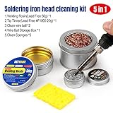 BEEYUIHF Soldering Tip Cleaning Kit Rosin Paste Flux and Soldering Tip Cleaner and 2 Pcs Brass Cleaning Wire and 1 Pcs Holder and 5Pieces Sponge for Cleaning Solder Iron and Tips