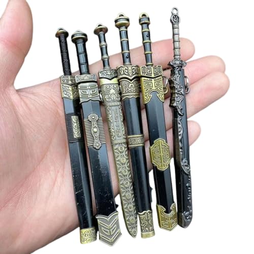 Tiydiygo 6PCS 12cm Ancient Sword Model Small Weapon Ornament Keychain Accessory (Retro (6PCS))