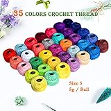 Crochet Thread Cotton Yarn Threads Balls 35 Balls Popular Rainbow Colors of Size 5 Crochet Thread 100% Long Staple Cotton Mercerized Cotton