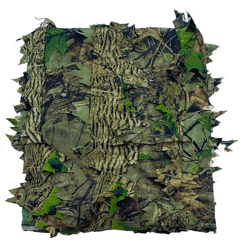 AYIN Camo Netting 3D Leafy Camouflage Net for Hunting, Tree Stands Concealment, Traping, Sunshade, Decoration, Shooting, Paint Ball and More, 5 ft X 12 ft (Green Leaf)