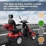 Mobility Scooters for Seniors & Adults 500lbs Capacity - 800W All Terrain Electric Powered Mobility Cart - Heavy Duty Mobility Scooter for Elderly w/Charger Remote Keys (Red)