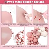 Amandir 153pcs Dusty Pink Balloon Garland Arch Kit, Different Sizes 18 12 10 5 inch Pink White Sand Metallic Confetti Pink Balloons for Girl Baby Shower Birthday Boho Party Decorations