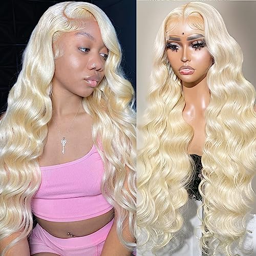 Alimubi hair 613 Lace Front Wig Human Hair 200 Density 613 13x6 Lace Front Wig Human Hair Body Wave 613 HD Lace Frontal Wig (36 Inch)