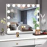 Manocorro Vanity Mirror with Lights, Hollywood Makeup Mirror Large Vanity Lighted Mirror with 15 LED Bulbs Hollywood Mirror with 3 Color Modes for Bedroom Tabletop or Wall-Mounted, 23x18 Inch