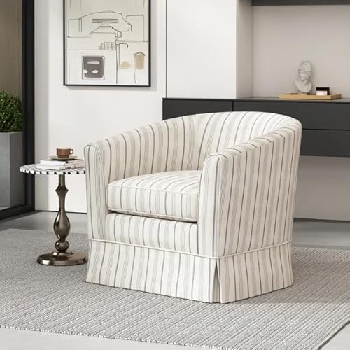 OPAHDN Enhance Comfort with Swivel Chair, for Relaxation, Fabric Upholstery, VR Gaming or Movie Watching, White