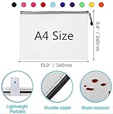 Janisfirst Mesh Zipper Pouch Document Bag, Plastic Zip File Folders,A4 Letter Size Waterproof Document Pouch for Office Supplies, Arts & Crafts Organizing Storage (10 Colors 40 Pack)