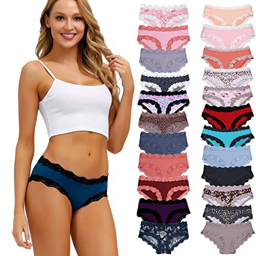 ADOVAKKER Women's Underwear Low Rise Lady Micro Smooth Breathable Briefs Hipster Panties 6 PACK (6-E-S)