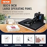 VEVOR Heat Press 16x24, 1700W Power Heat Press Machine, Fast Heating, High Pressure Heat Press Machine for T-Shirt, Digital Industrial Sublimation Printer for Heat Transfer Vinyl, Easy to Use, Black