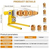 JIAWANSHUN Plastic Pipe Welding Machine, 110V Plastic Water Pipe Welder with 0.79, 0.98, 1.26, 1.57, 1.97, 2.46in Die Head and Pipe Cutter, Socket Fusion Welder for PP, PP-R, PE, PP-C, 0-608℉