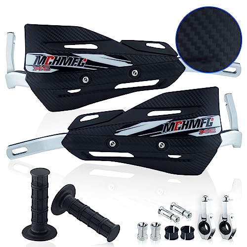 MCHMFG Dirt Bike Handguards with Grips - 7/8" and 1 1/8" Motorcycle Hand Guards for ATV - Universal Handguards Bracket for Off Road Motorcross Black