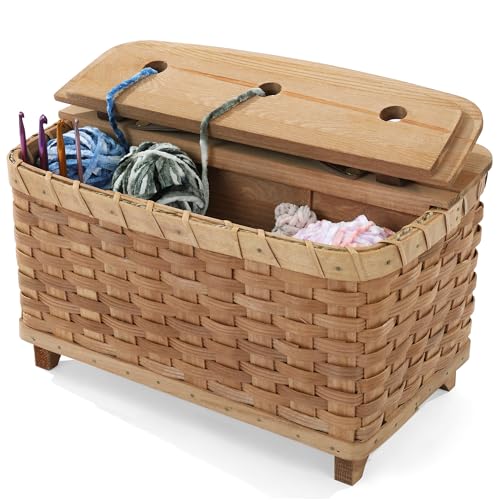 MABOZOO Wicker Crochet Bag Organizer, Durable Basket Yarn Storage for Knitting Needles, Crochet Hooks, Accessories