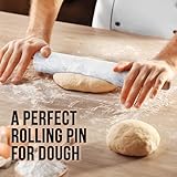 Zulay Kitchen 17-Inch Marble Rolling Pin With Stand - Polished Marble Rolling Pins For Baking - Long Rolling Pin Marble With Beechwood Handle - Non-stick Roller Pin For Baking Pastries, Bread & Pizza