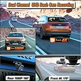 Dash Cam Front and Rear 4K for Cars,Wireless WiFi Night Vision DVR,Mounted Cars Small Dashboard,Hidden Mini Video Tachograph,2160P HD 24Hour Parking Monitorr Camera Recorder,3″IPS Display,Free 64GB