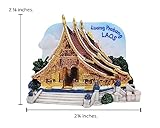 WitnyStore Tiny Wat Xieng Thong Temple of The Golden City in Luang Prabang, Laos Southeast Asia Tourist Attractions Resin Refrigerator Magnet Traveler Souvenir 3D Fridge Magnets