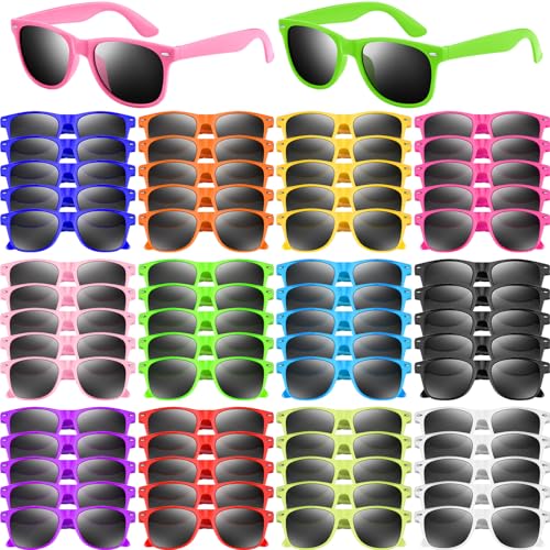 NEBURORA 60 Pack Neon Sunglasses Bulk Classic Retro Multicolor Party Sunglasses for Goody Bag Fillers Toys Adult Men Women Birthday Summer Beach Party Favors