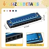 Liliful 10 Pcs 10 Hole Plastic Harmonica for Kids with Number Holes Educational Musical Harmonica Instrument Gifts for Christmas for Beginners, 5 Colors