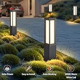 VZVI Solar Pathway Lights Outdoor, 32'' Landscape Path Light Modern Bollard Lights IP65 Waterproof Floor Lamp Aluminum 3000K LED Walkway Lighting for Lawn Patio Courtyard Garden Driveway Decoration