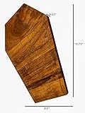 Acacia Wood Halloween Scary Coffin Cutting Board with Groove for Festive Decoration and Appetizer Serving Tray (13.75"L x 9.5"W)