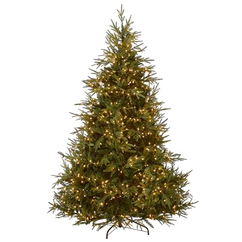 National Tree Company Pre-Lit 'Feel Real' Artificial Full Christmas Tree, Green, Frasier Grande, White Lights, Includes Stand, 6.5 Feet
