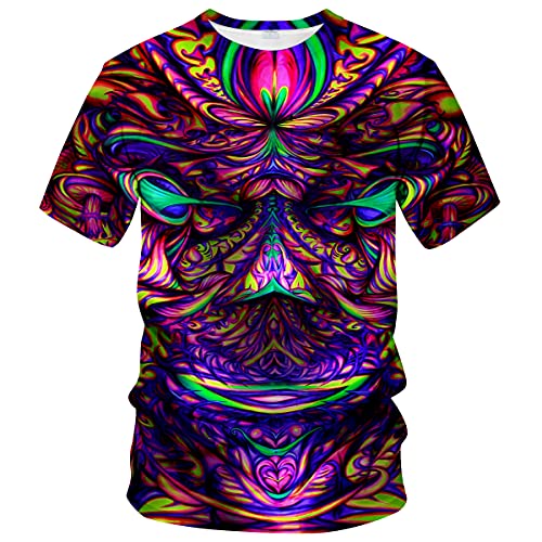 Hisayhe Trippy Psychedelic T-Shirt Men's 3D Cool Graphic Short Sleeve Tees Top,Multicolor1,XL