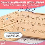 Hulats Learn to Write - Number & Letter Tracing Boards with Direction Arrows - Wooden Alphabet Learning Montessori Toys 4+ Year Old Toddler Writing Tools Beginner Preschool Classroom Must Haves