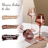 Colorsavant Venus Wine Glasses Set 6-16oz Melanin Colored Wine Glasses with Stem【HandBlown】 Amber Wine Glasses Set,Unique Brown Wine Glasses for Home Deco