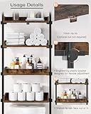 ALLZONE Bathroom Organizer, Over The Toilet Storage, 4-Tier Adjustable Wood Shelves for Small Rooms, Saver Space Rack, 92 to 116 Inch Tall, Narrow Cabinet, Rustic Brown