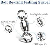 AMYSPORTS Ball Bearing Swivels Connector High Strength Stainless Steel Solid Welded Rings Barrel Swivels Saltwater Freshwater Fishing 25pcs 110lbs