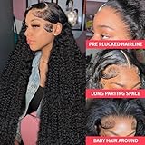 13x6 Water Wave Lace Front Wigs Human Hair Wigs 10A 30 Inch 250 Density HD Transparent Wet and Wavy Lace Front Wigs Human Hair Glueless Deep Curly Lace Frontal Wigs Human Hair Pre Plucked for Women