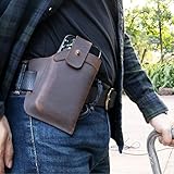 Topstache Leather Phone Holster for Belt,Leather Flip Cellphone case for iPhone 14, 14 Pro, 13 Pro, 13, 12 Pro, 12, 11, XR, Galaxy S22, S21, S20,Premium Leather Pouch for Phone with Protective Case.