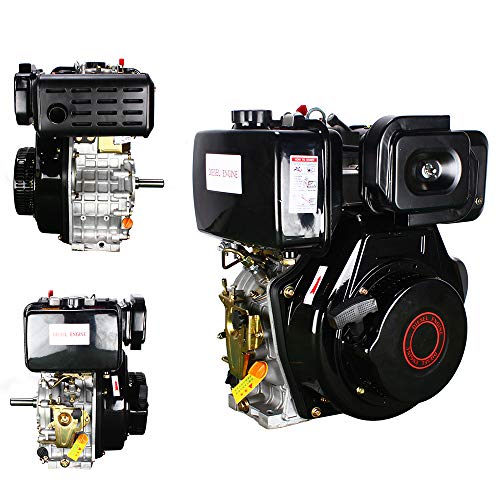 TdiriNar Diesel Engine, 406CC 4-Stroke Tiller Motor, Single Cylinder Air-Cooled, 10HP, 25mm Shaft, 186F, Black, Agricultural Engine, Soil Tiller Cultivator, Manual Operation, Iron & Aluminum