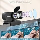 Full HD Webcam with Built-in Microphone, 1080P Video and Wide Angle Camera, Privacy Cover, for Desktop PC Laptop Computer Black