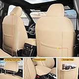 GIANT PANDA Pu Leather 7 Seats Car Seat Covers Full Set Custom Fit Ford Explorer 2016 2017 2018 2019 XLT,Limited,Platinum,Sport,Base,3 Row Model with Second Row 40/60 Split Seats- (Beige)