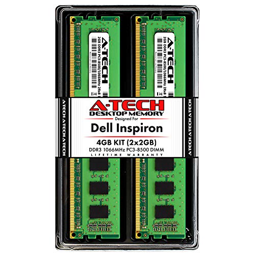 A-Tech 4GB (2x2GB) RAM for Dell Inspiron 560, 560s, 570 | DDR3 1066MHz DIMM PC3-8500 240-Pin Non-ECC UDIMM Desktop Memory Upgrade Kit