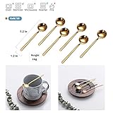 6 PCS Gold Coffee Spoons, 18/8 Stainless Steel Gold Espresso Spoons, 5.2 Inches Vogue Mini Tea Spoons, Cappuccino Stirring Spoons, Small Spoons for Dessert, Ice Cream, Frosted Handle, Sweejar (Gold)