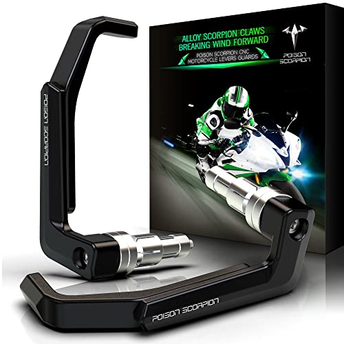 POISON SCORPION Lever Guards Motorcycle Handlebar Protector, CNC Clutch Brake Extendable Bar End Protectors Handguards Brush Universal 7/8 Hollow Black fit Motorbike Sport Street Enduro Dirt Bike