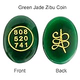 Green Zibu Coin Attract Wealth Money Cash Flow and Wealth Angle Number Abundance Natural Oval Shape Cabochon Feng Shui Money Both Side for Money Success (Pack of 3)